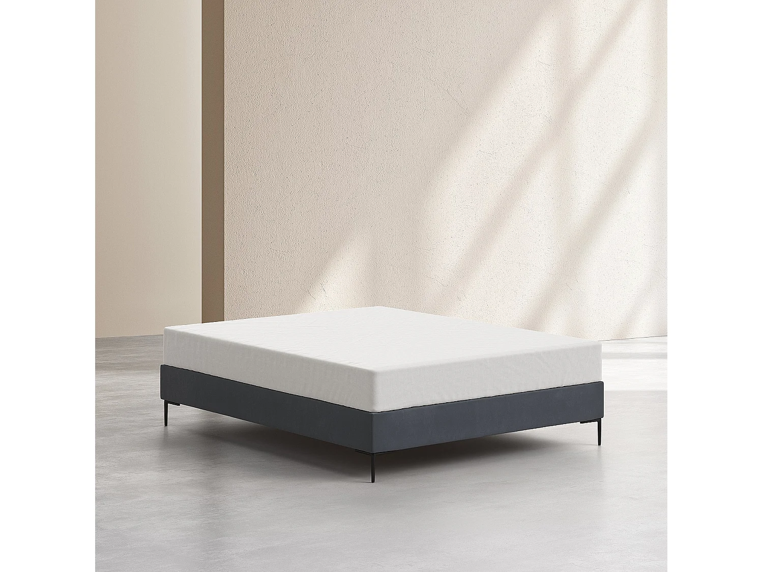 Sommier tapissier à lattes en tissu - 160 x 200 cm - Gris anthracite