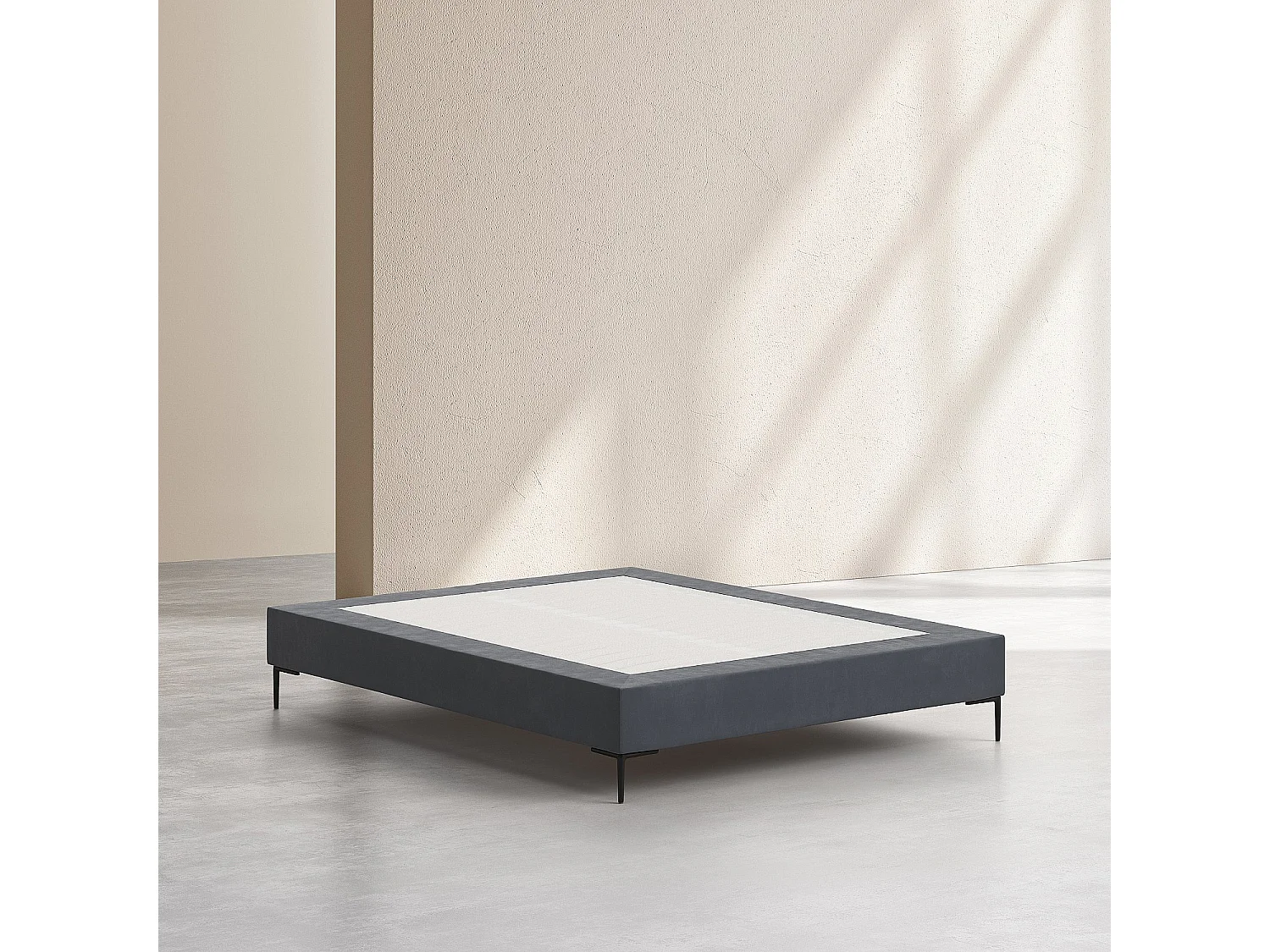 Sommier tapissier à lattes en tissu - 160 x 200 cm - Gris anthracite