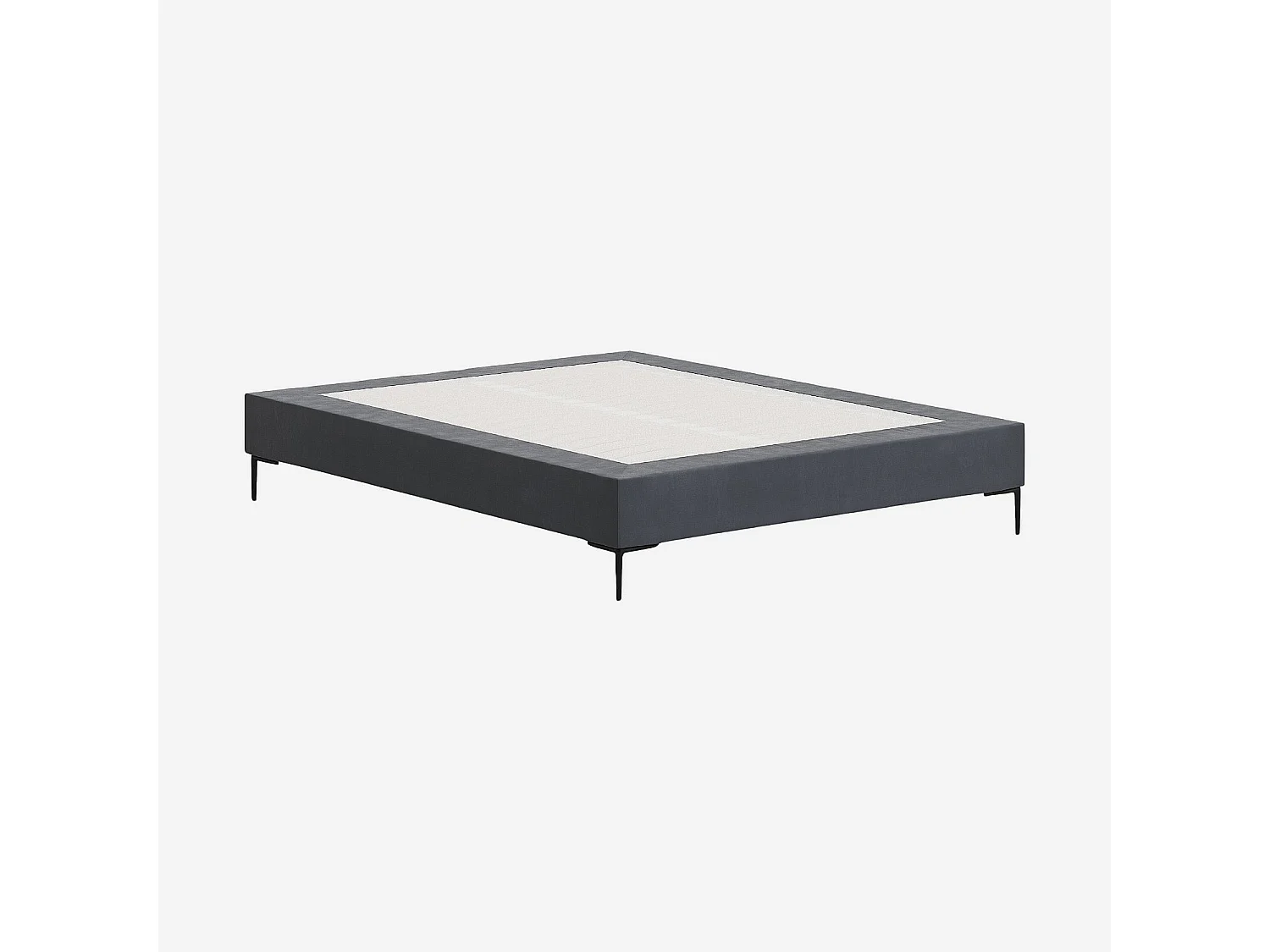 Sommier tapissier à lattes en tissu - 160 x 200 cm - Gris anthracite