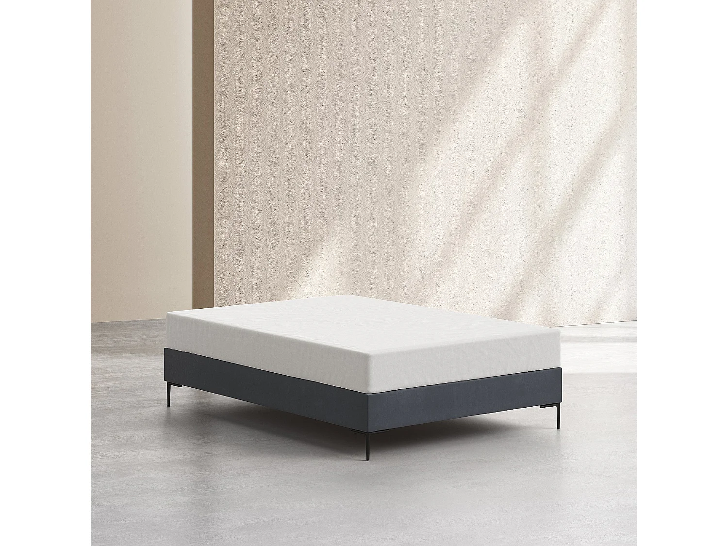 Sommier tapissier à lattes en tissu - 140 x 200 cm - Gris anthracite