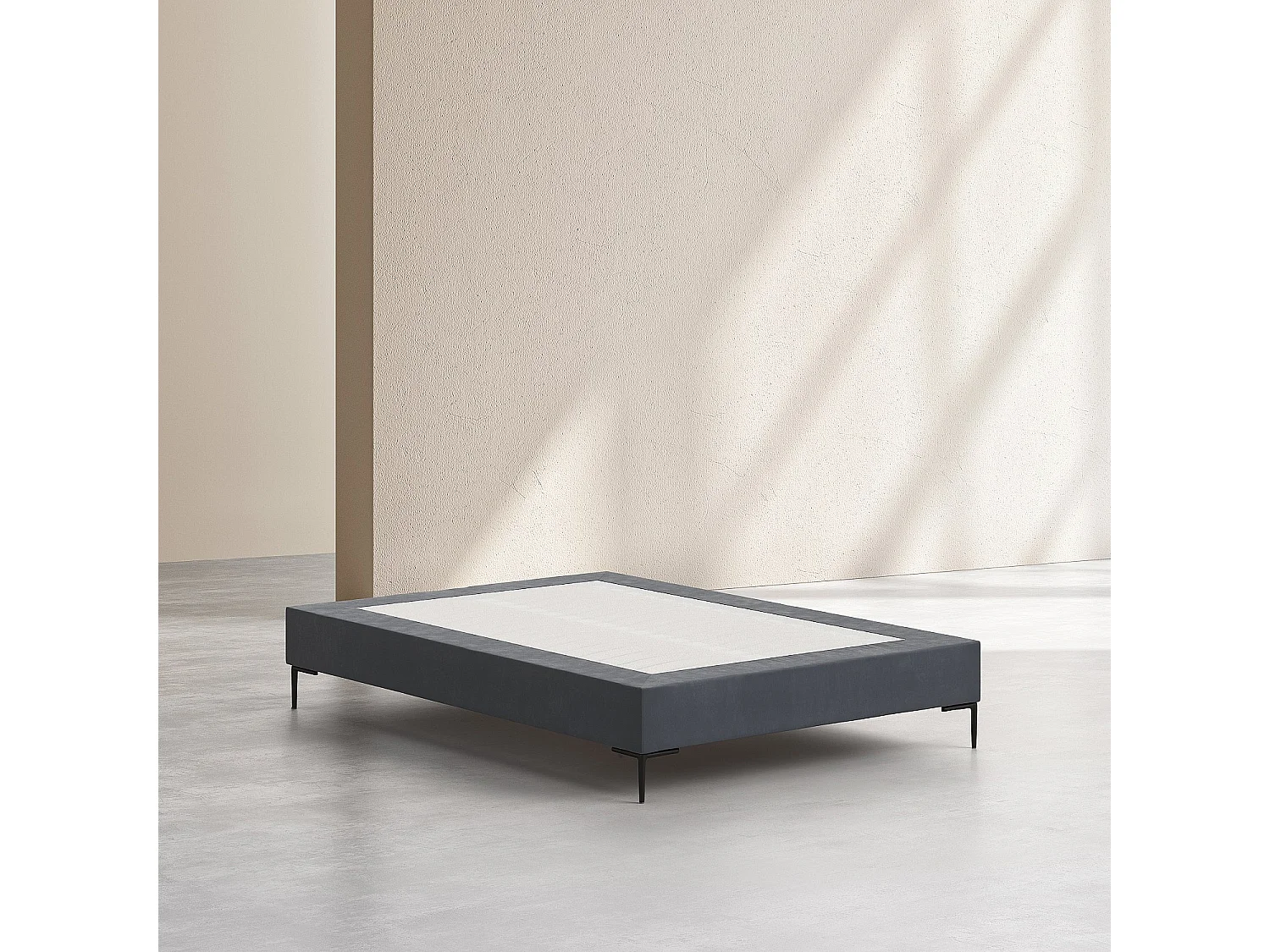 Sommier tapissier à lattes en tissu - 140 x 200 cm - Gris anthracite