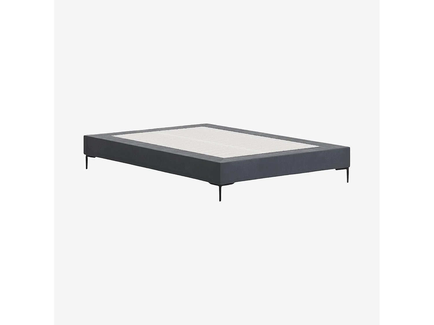 Sommier tapissier à lattes en tissu - 140 x 200 cm - Gris anthracite