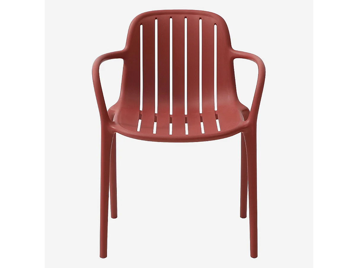 Lot de 2 chaises de jardin en polypropylène avec accoudoirs - Rouge parme