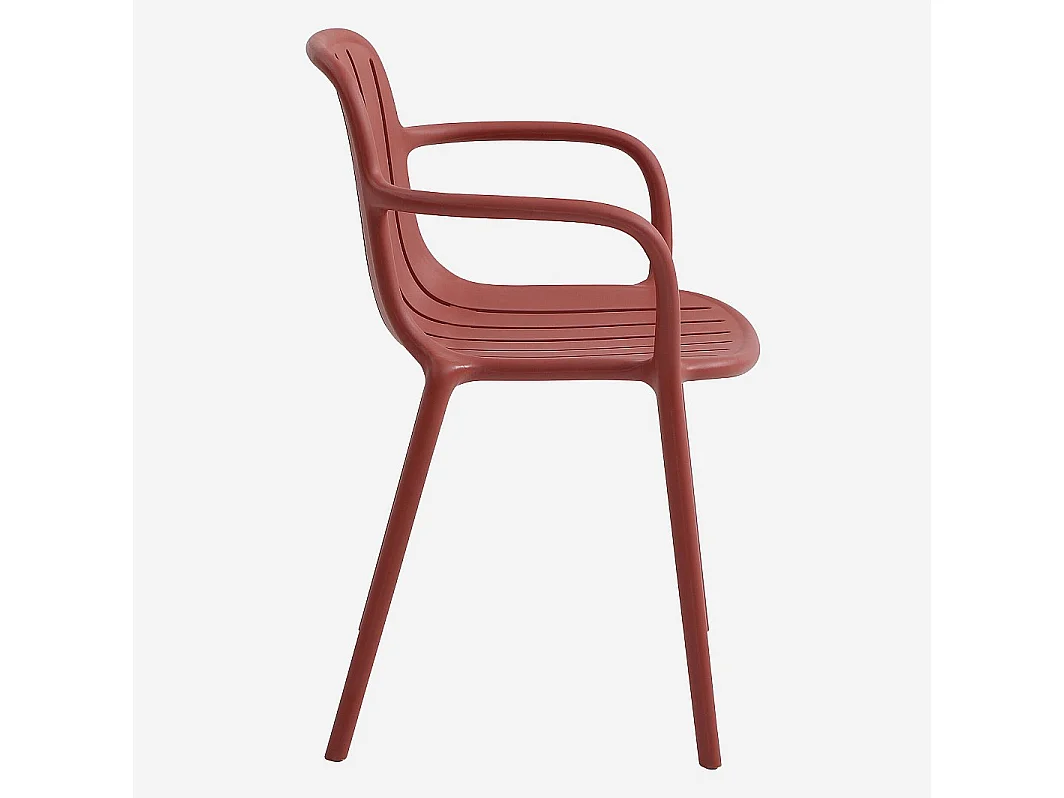 Lot de 2 chaises de jardin en polypropylène avec accoudoirs - Rouge parme