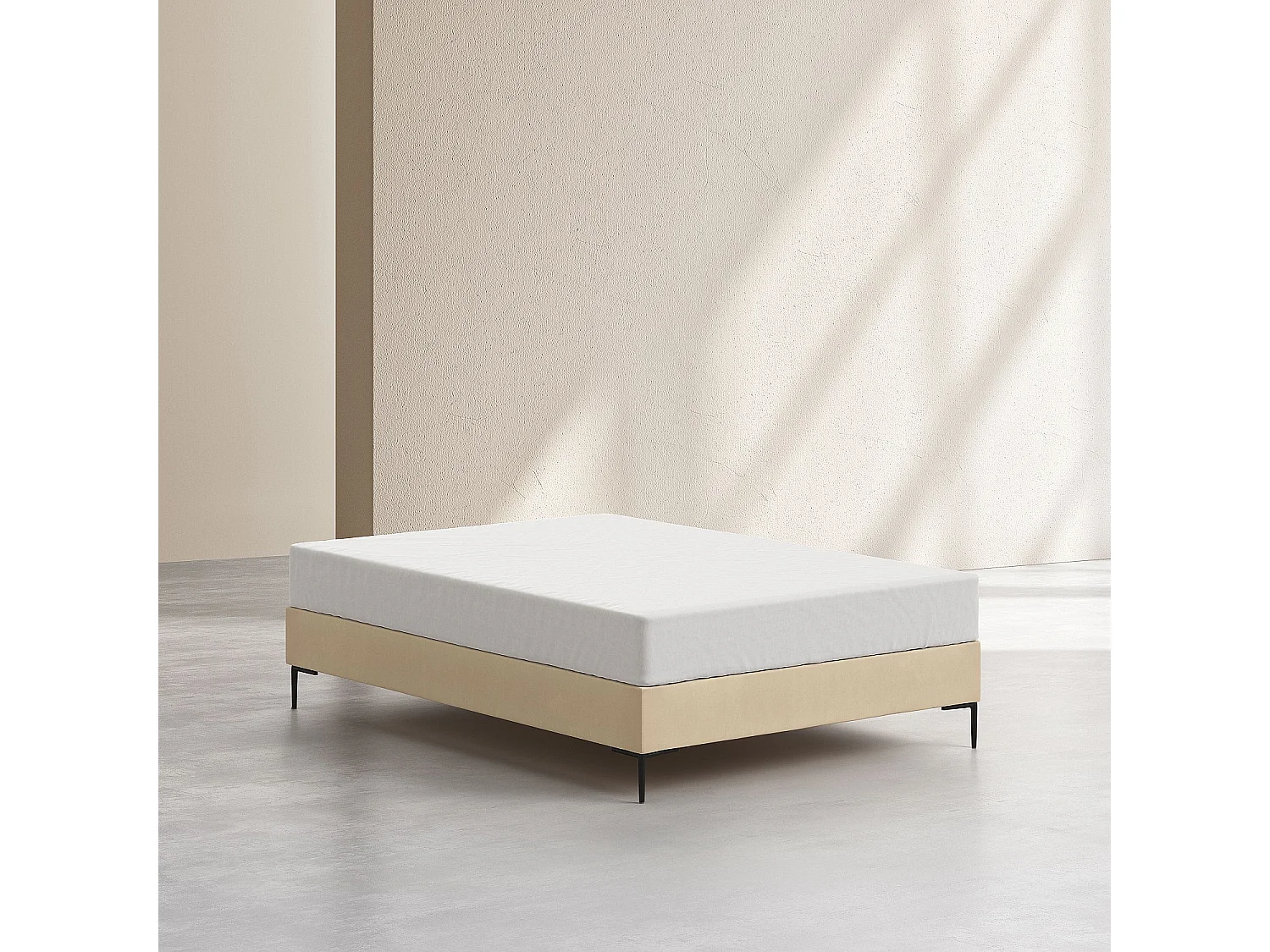 Sommier tapissier à lattes en tissu - 140 x 200 cm - Crème