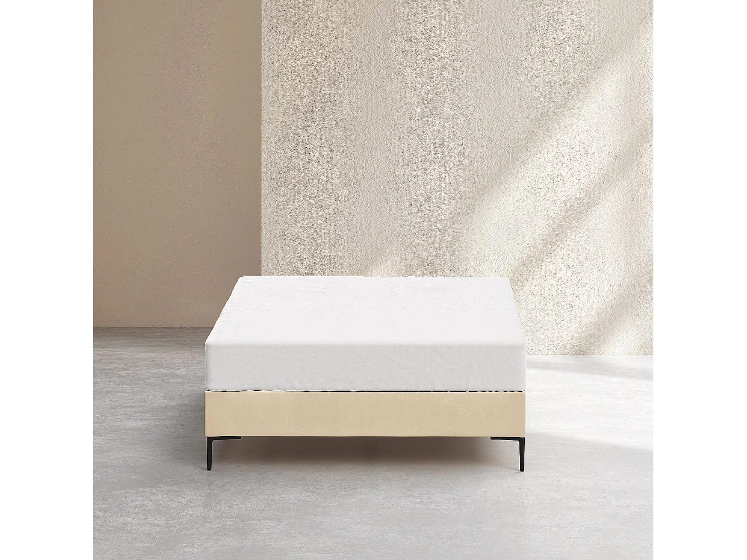 Sommier tapissier à lattes en tissu - 140 x 200 cm - Crème