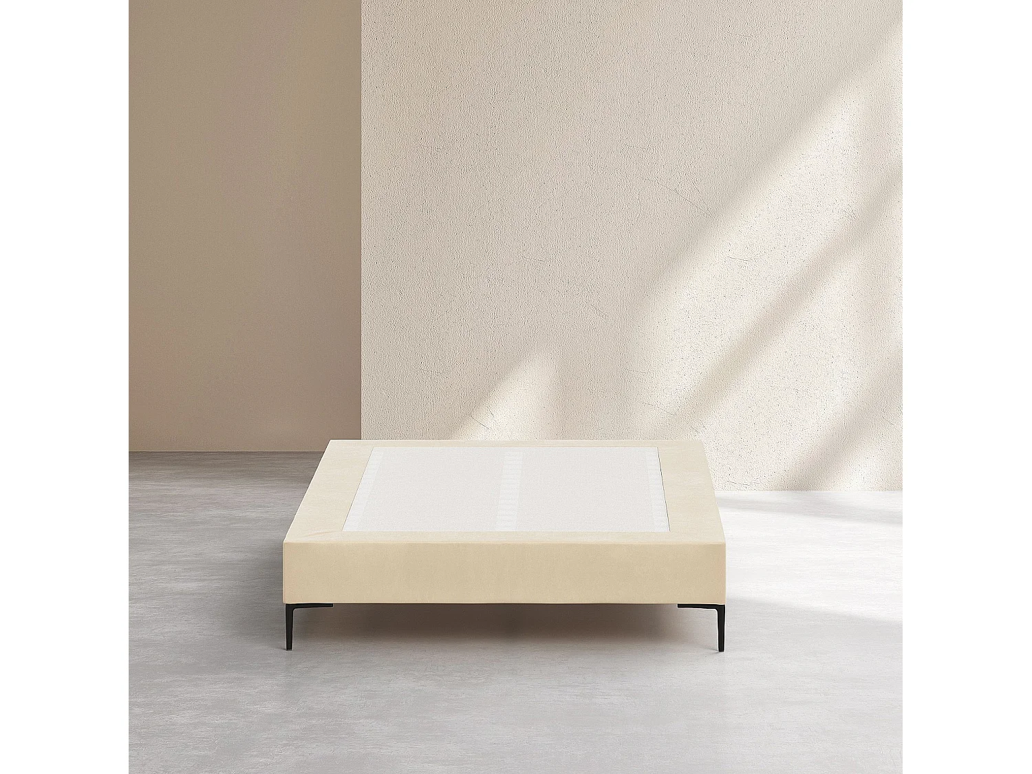 Sommier tapissier à lattes en tissu - 140 x 200 cm - Crème