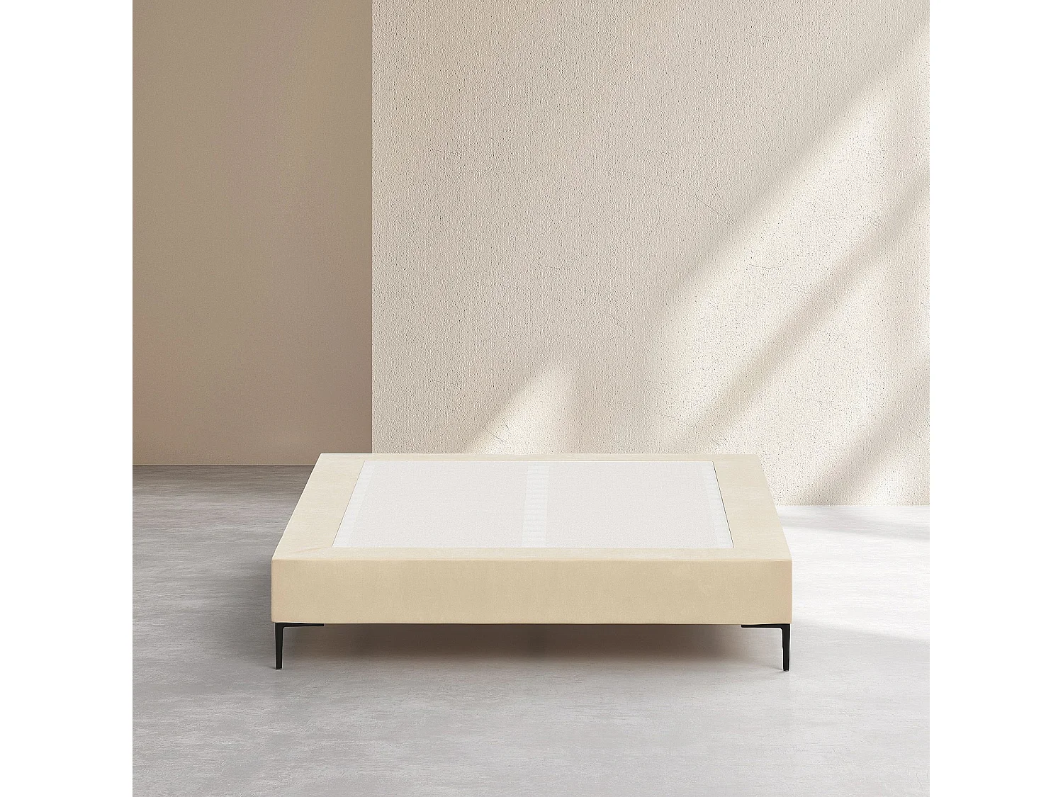 Sommier tapissier à lattes en tissu - 160 x 200 cm - Crème