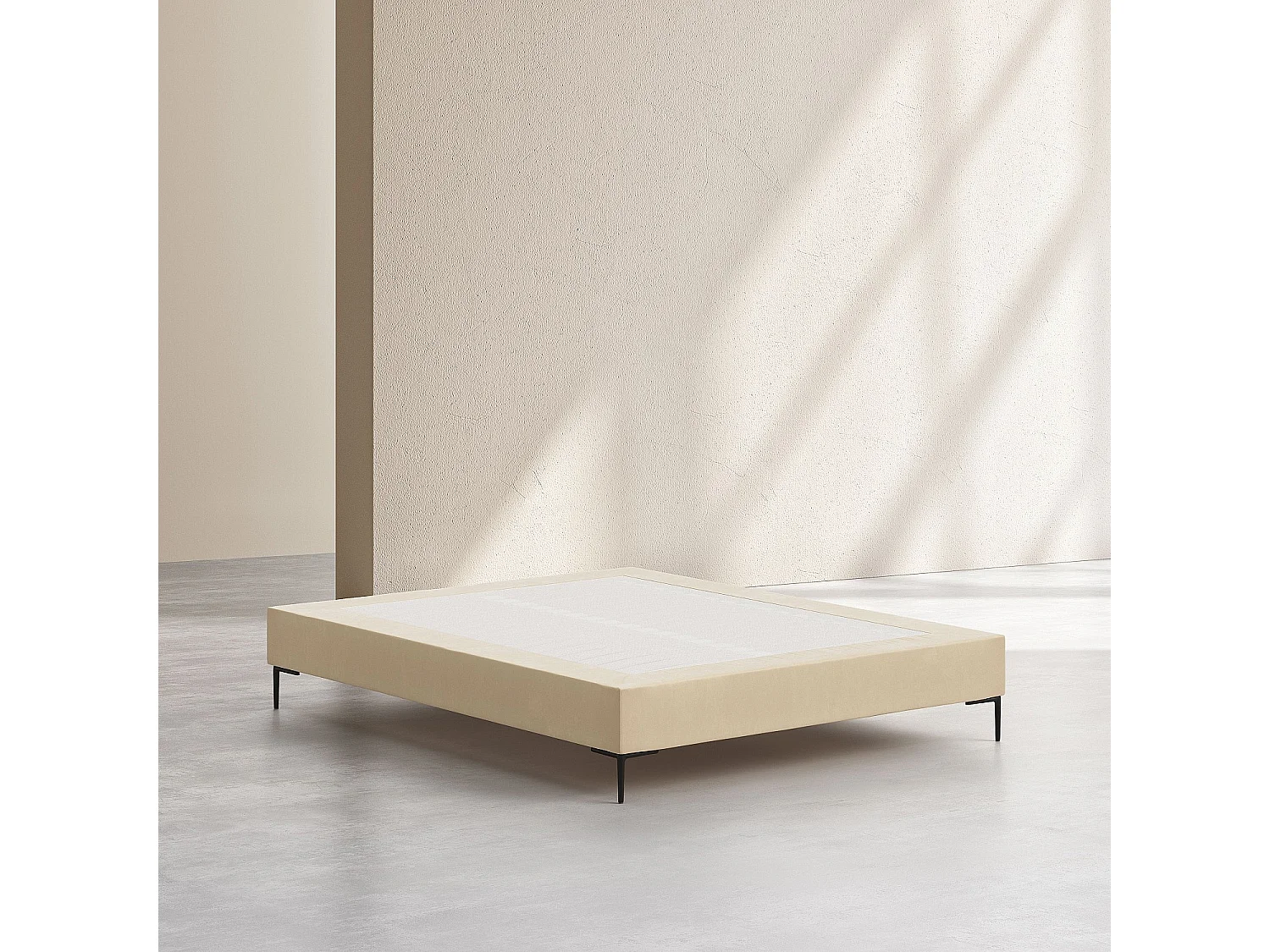 Sommier tapissier à lattes en tissu - 160 x 200 cm - Crème