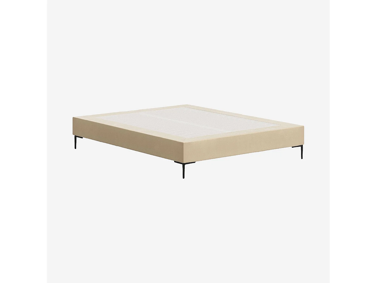 Sommier tapissier à lattes en tissu - 160 x 200 cm - Crème