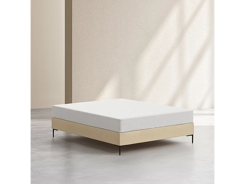 Habitat - Sommier tapissier à lattes en tissu - 160 x 200 cm - Crème - Nota