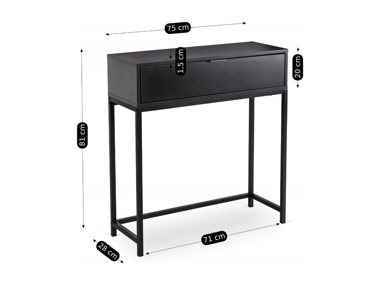 Kaptafel Petra 1L Zwart