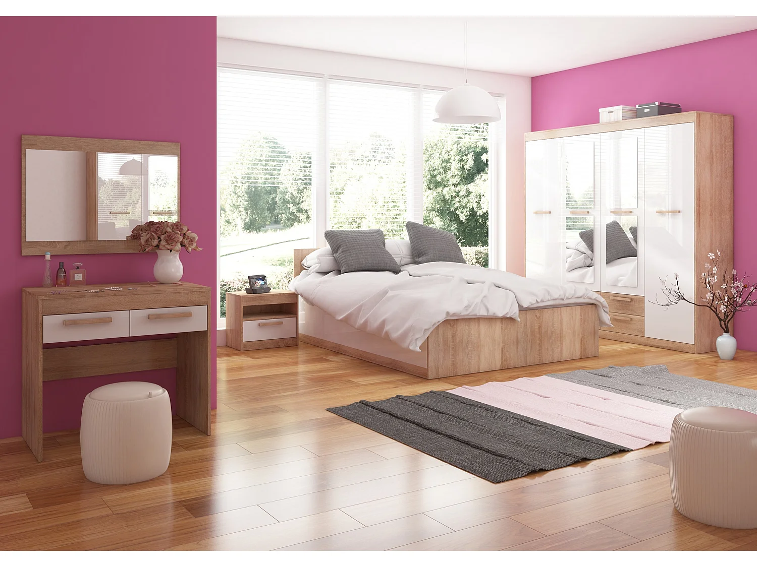 Kaptafel Maximus licht sonoma eiken / hoogglans wit