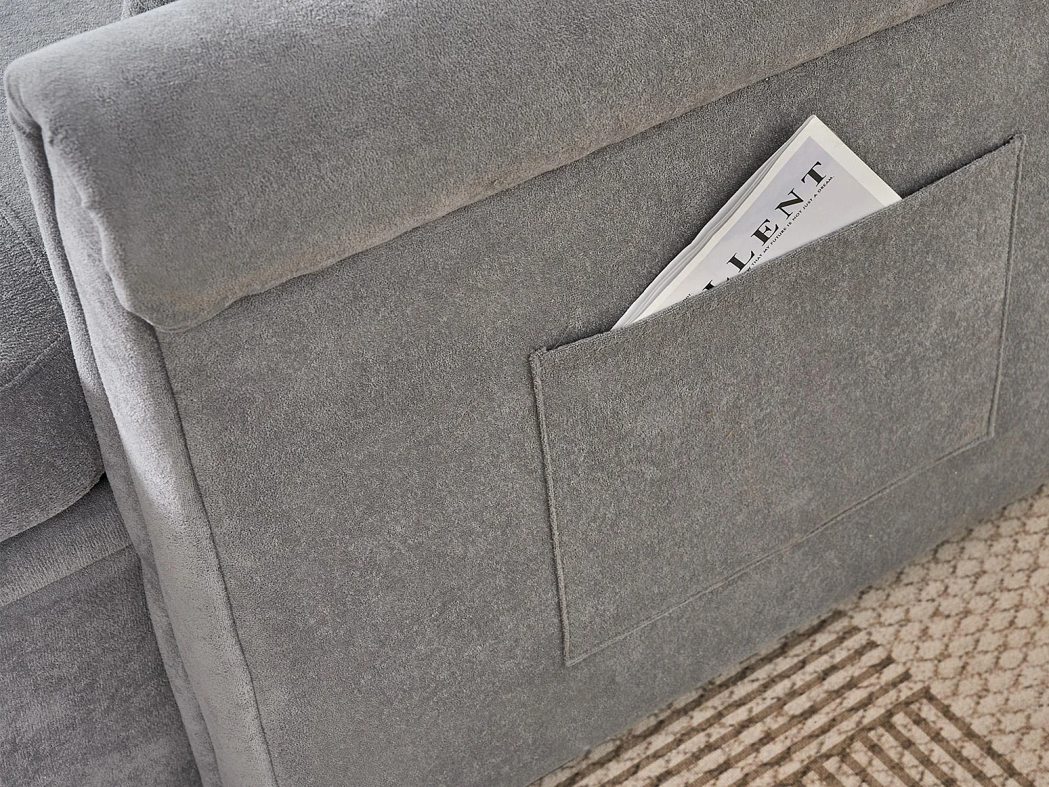 Délice - Canapé d‘Angle Convertible 3 Places - Chenille avec Coffre de Rangement et Roulettes - Idéal Studio & Appartement