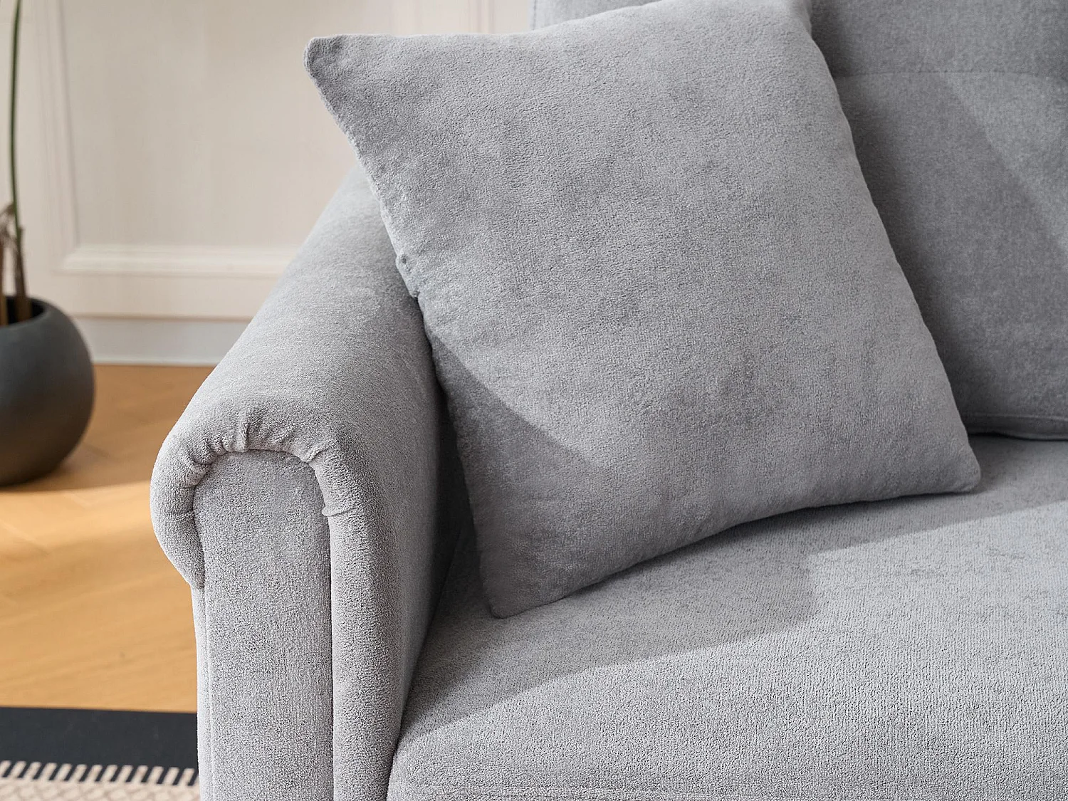 Délice - Canapé d‘Angle Convertible 3 Places - Chenille avec Coffre de Rangement et Roulettes - Idéal Studio & Appartement