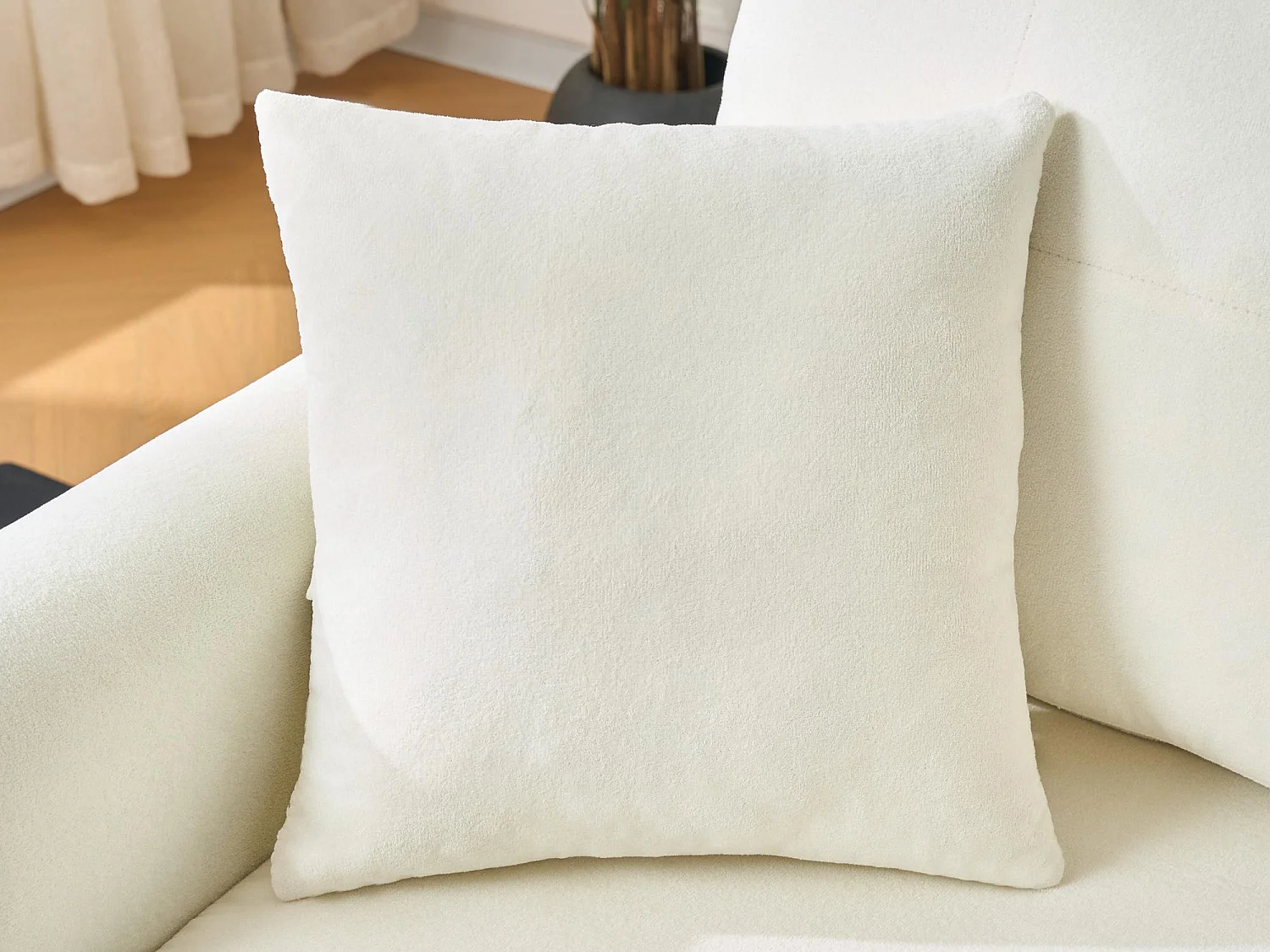 Canapé d'angle convertible 3 places avec coffre en tissu beige