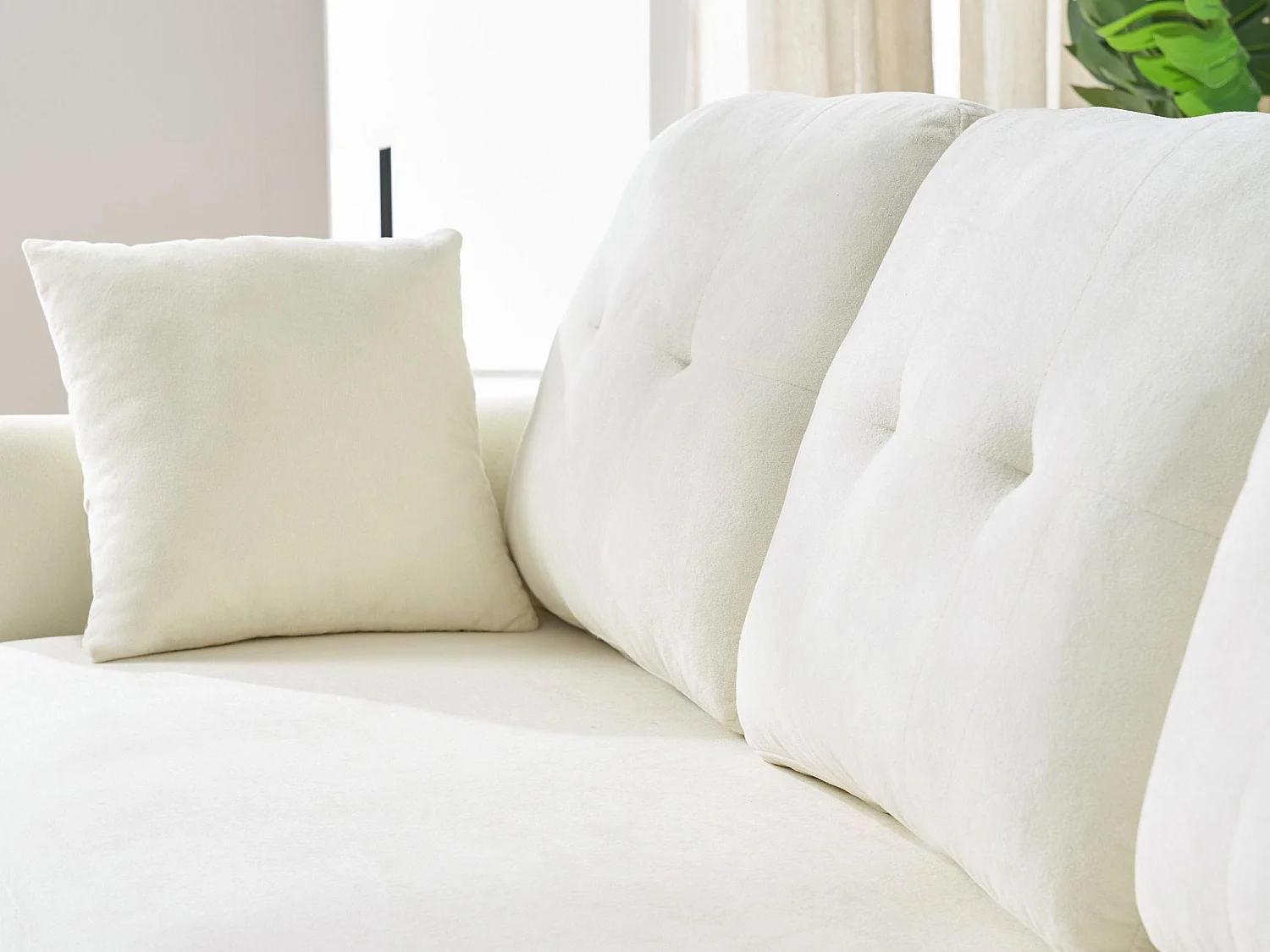 Canapé d'angle convertible 3 places avec coffre en tissu beige