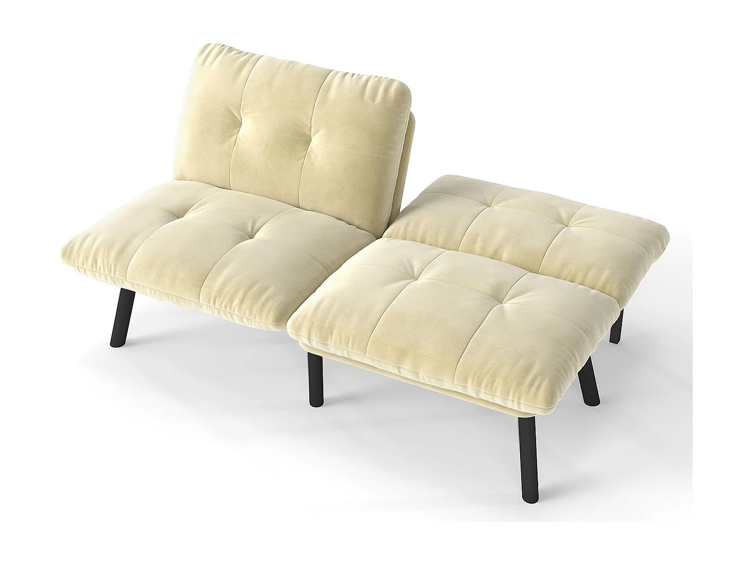 Convertibele Bank - 2-Zitsbank - Clic-Clac Bank - 160 cm (Bed 160x102 cm) - Grijs Fluweel - Voor Woonkamer, Kantoor of Logeerkamer