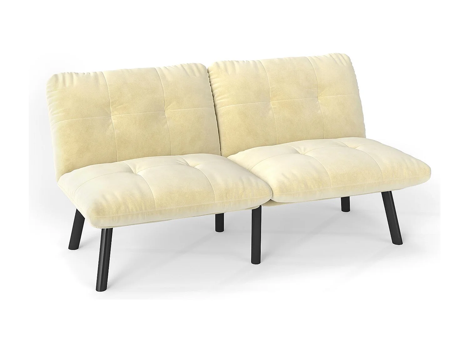 Convertibele Bank - 2-Zitsbank - Clic-Clac Bank - 160 cm (Bed 160x102 cm) - Grijs Fluweel - Voor Woonkamer, Kantoor of Logeerkamer