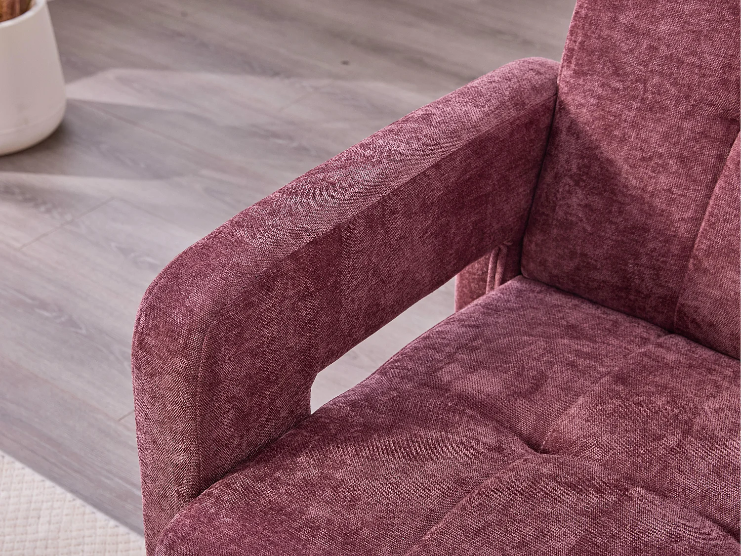 Moderne Chenille Fauteuil met Ruitmotief – Ergonomische Armleuningen, 230 kg Draagvermogen, Afgeronde Hoeken – Voor Woonkamer, Slaapkamer, Kantoor