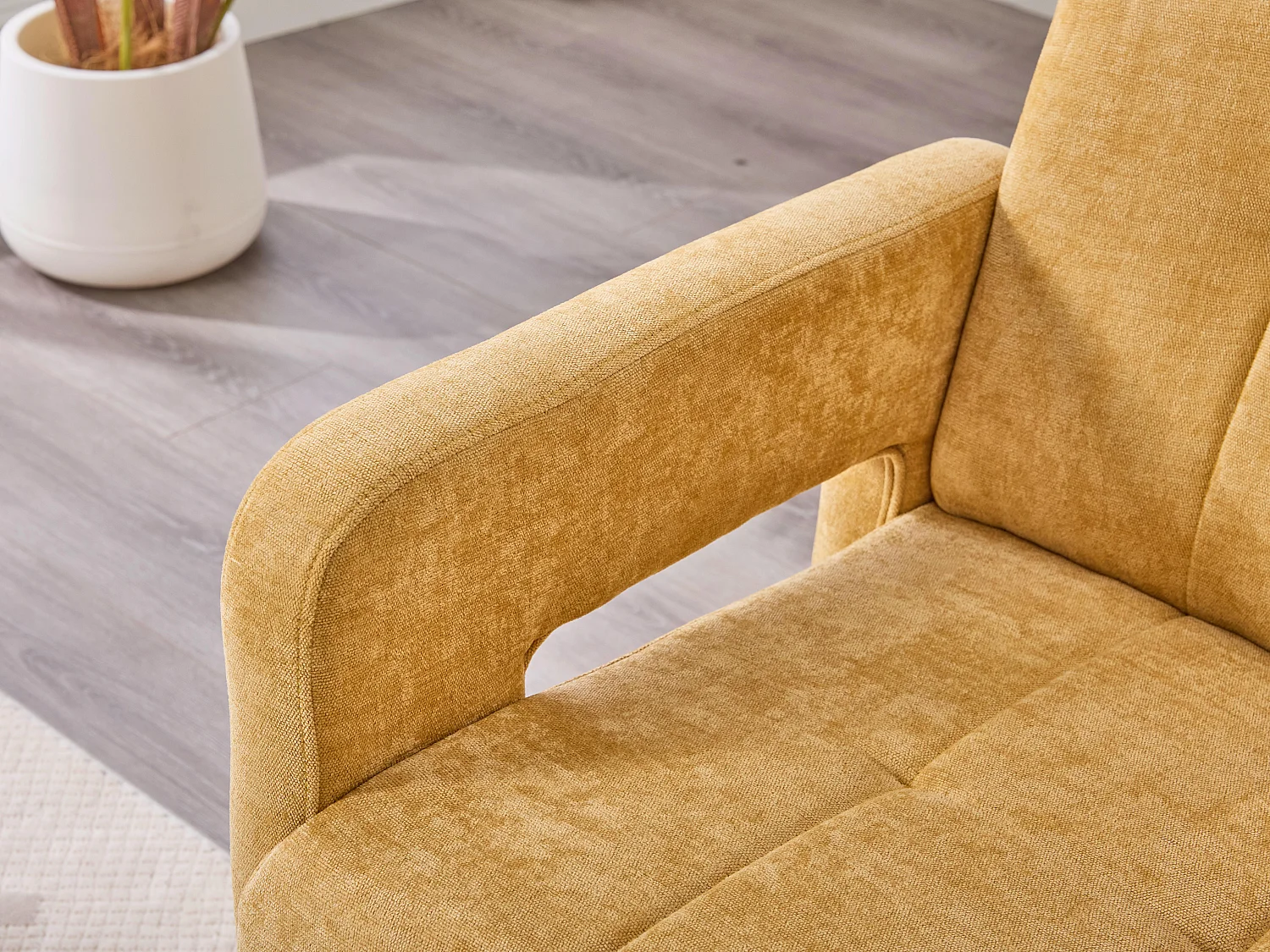 Moderne Chenille Fauteuil met Ruitmotief – Ergonomische Armleuningen, 230 kg Draagvermogen, Afgeronde Hoeken – Voor Woonkamer, Slaapkamer, Kantoor