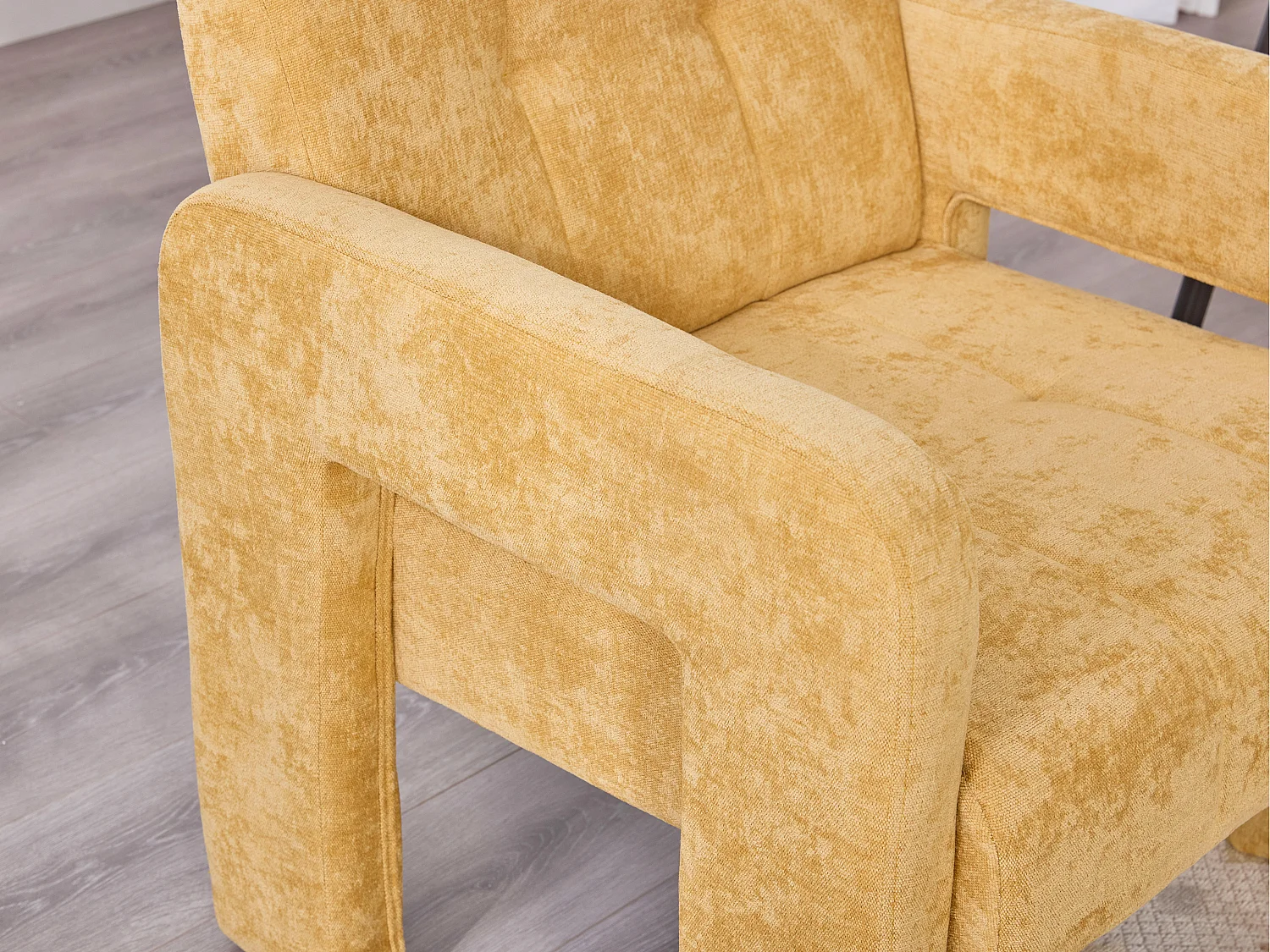 Moderne Chenille Fauteuil met Ruitmotief – Ergonomische Armleuningen, 230 kg Draagvermogen, Afgeronde Hoeken – Voor Woonkamer, Slaapkamer, Kantoor