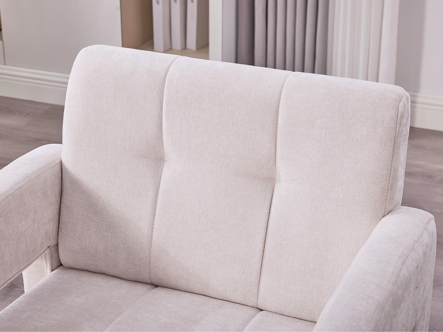 Moderne Chenille Fauteuil met Ruitmotief – Ergonomische Armleuningen, 230 kg Draagvermogen, Afgeronde Hoeken – Voor Woonkamer, Slaapkamer, Kantoor
