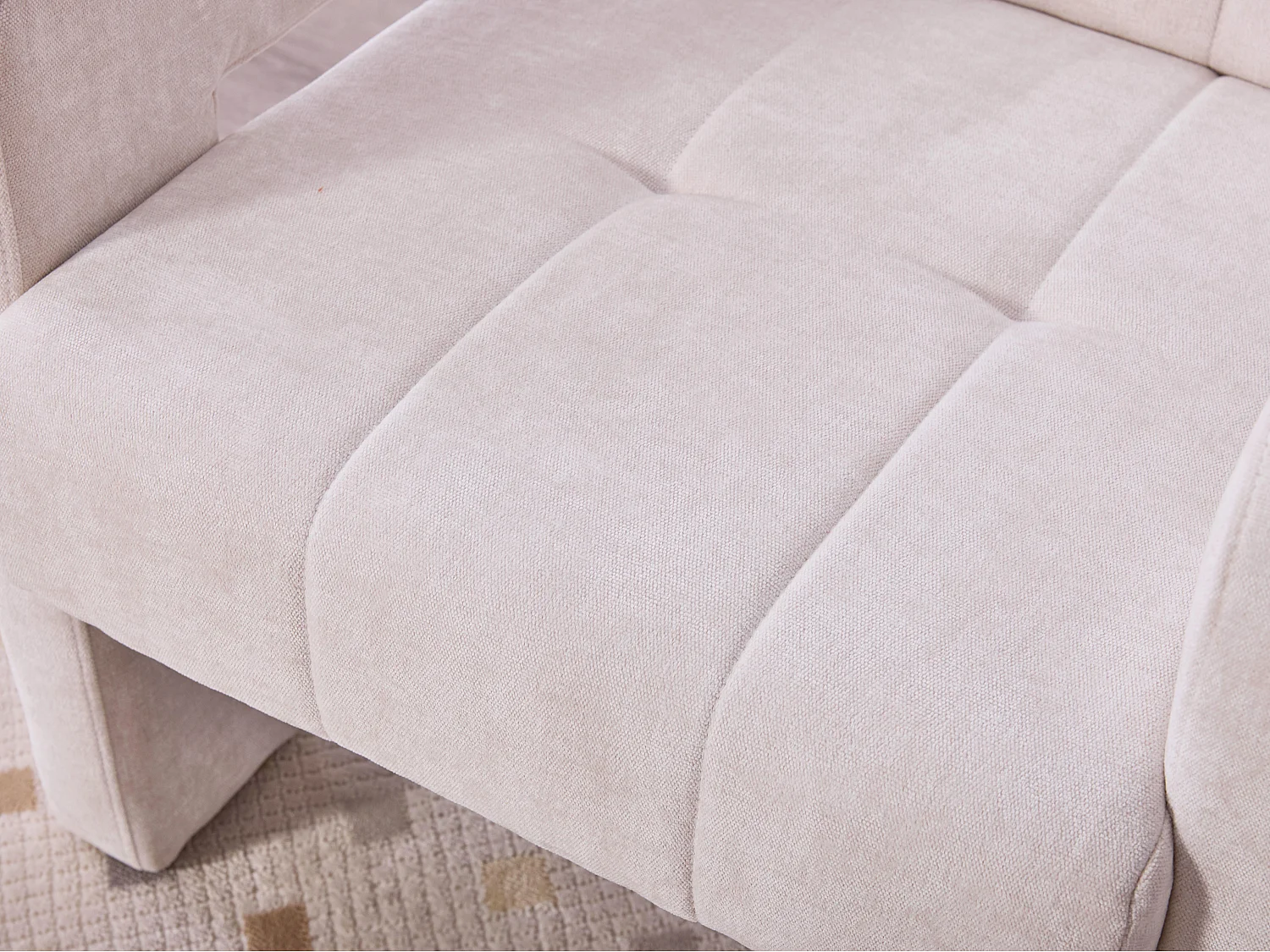 Moderne Chenille Fauteuil met Ruitmotief – Ergonomische Armleuningen, 230 kg Draagvermogen, Afgeronde Hoeken – Voor Woonkamer, Slaapkamer, Kantoor