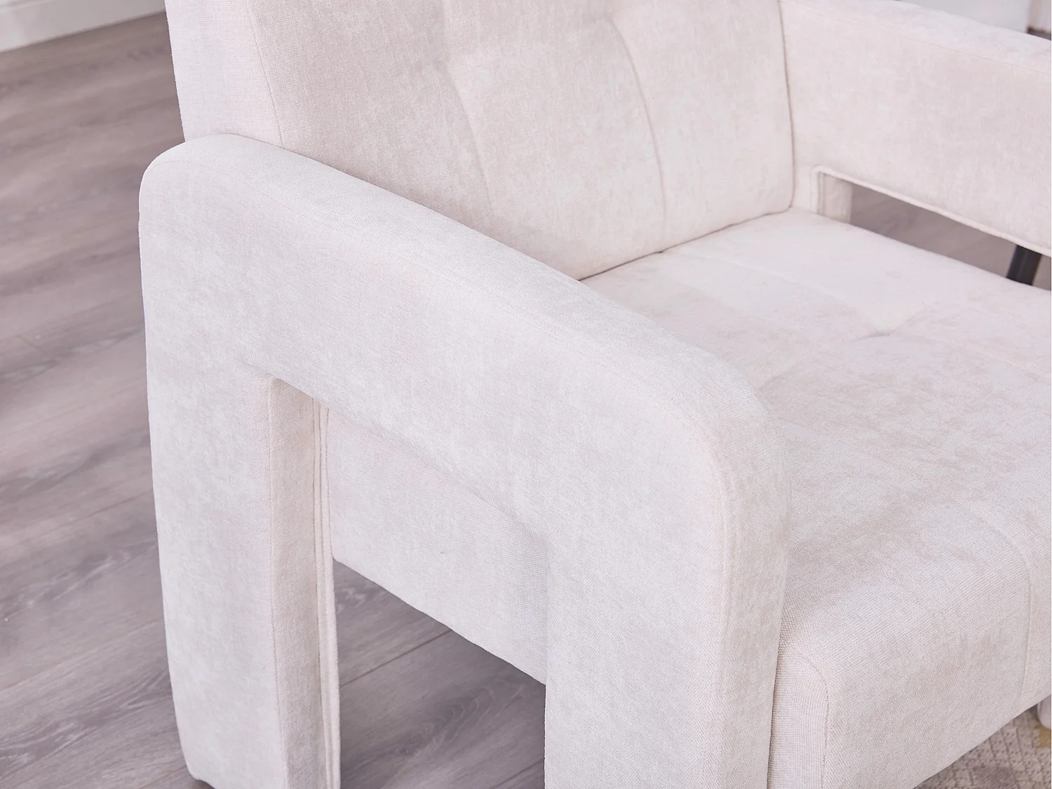 Moderne Chenille Fauteuil met Ruitmotief – Ergonomische Armleuningen, 230 kg Draagvermogen, Afgeronde Hoeken – Voor Woonkamer, Slaapkamer, Kantoor