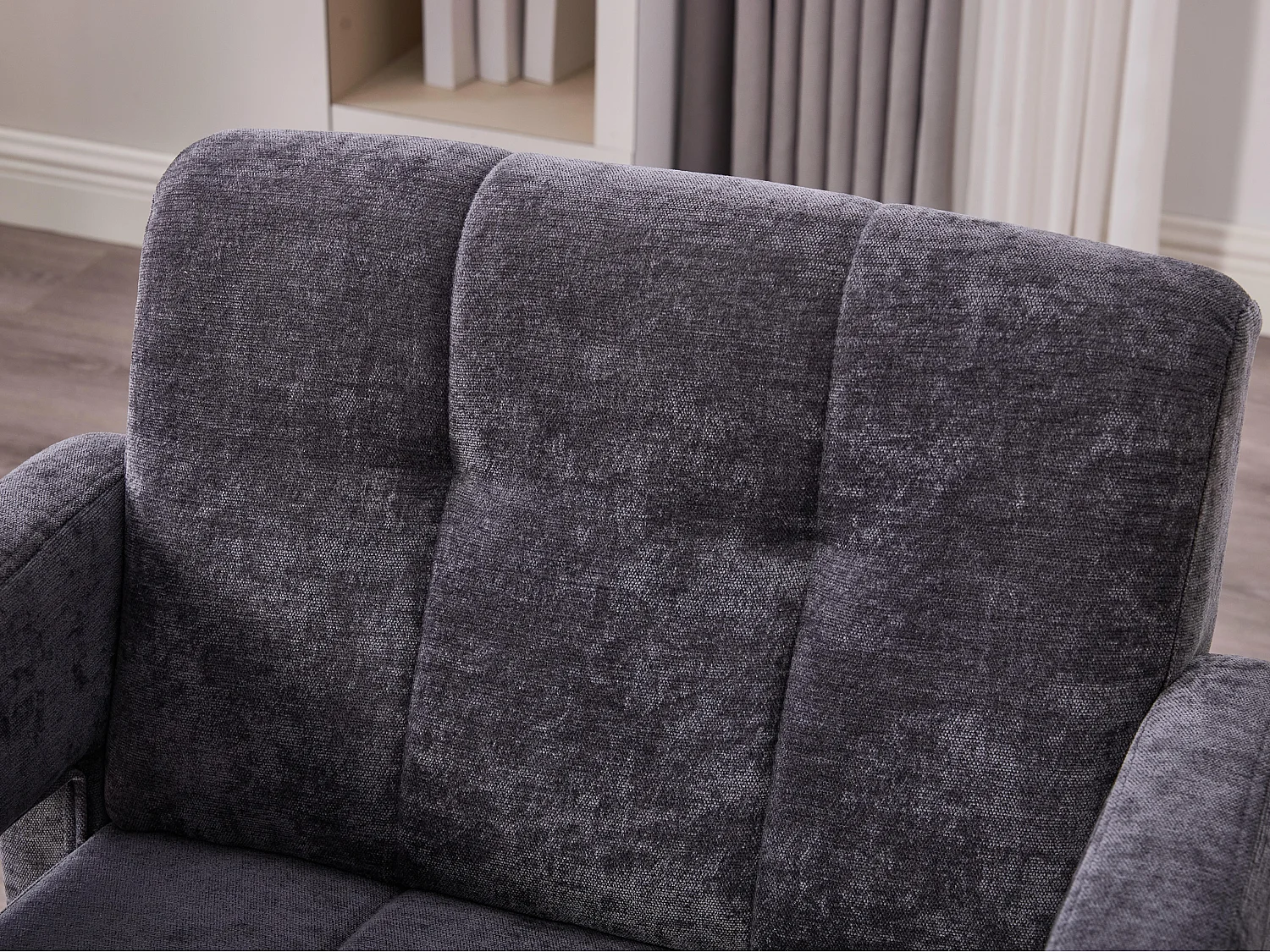 Moderne Chenille Fauteuil met Ruitmotief – Ergonomische Armleuningen, 230 kg Draagvermogen, Afgeronde Hoeken – Voor Woonkamer, Slaapkamer, Kantoor