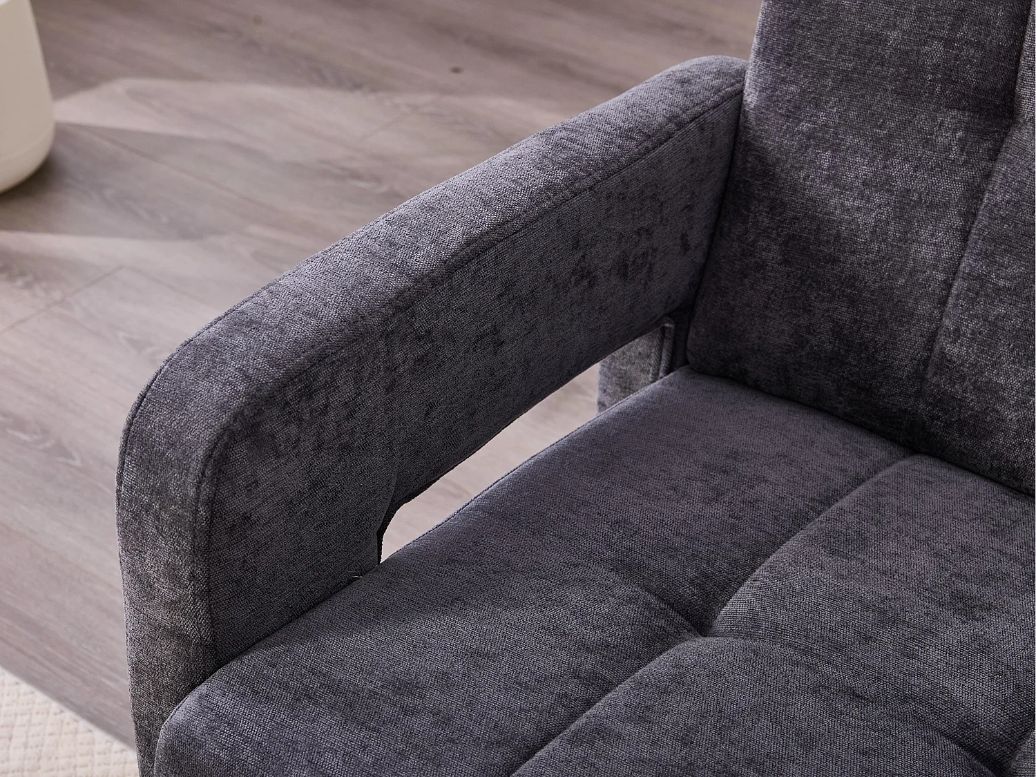 Moderne Chenille Fauteuil met Ruitmotief – Ergonomische Armleuningen, 230 kg Draagvermogen, Afgeronde Hoeken – Voor Woonkamer, Slaapkamer, Kantoor
