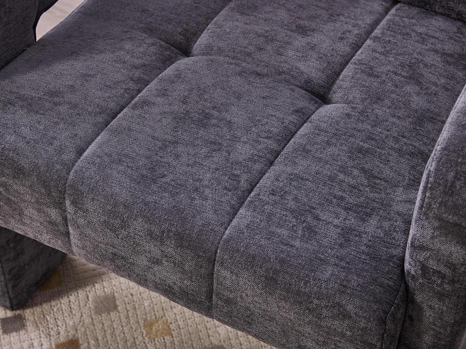 Moderne Chenille Fauteuil met Ruitmotief – Ergonomische Armleuningen, 230 kg Draagvermogen, Afgeronde Hoeken – Voor Woonkamer, Slaapkamer, Kantoor