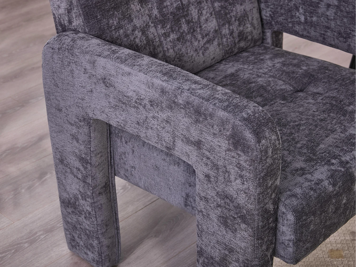 Moderne Chenille Fauteuil met Ruitmotief – Ergonomische Armleuningen, 230 kg Draagvermogen, Afgeronde Hoeken – Voor Woonkamer, Slaapkamer, Kantoor