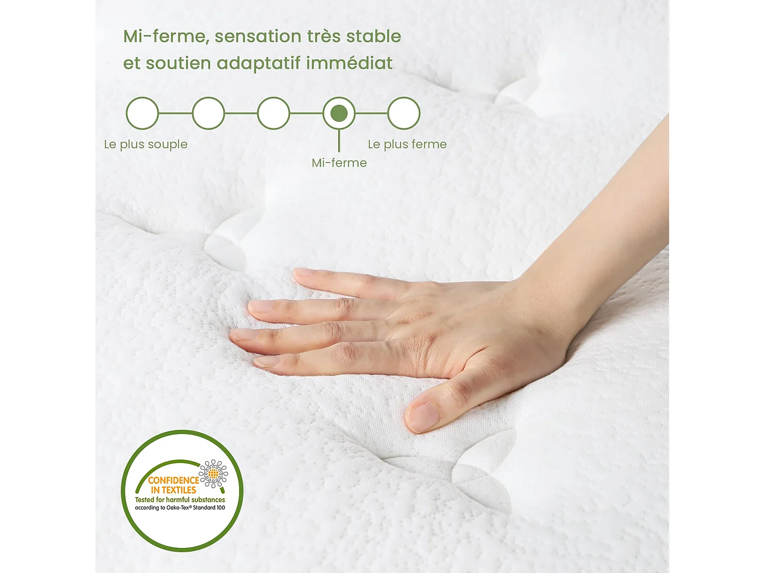 Matelas 90x200 cm hybride 25 cm gel memoire et ressorts ensaches 7 zones orthopedique isolation mouvements fermete moyenne