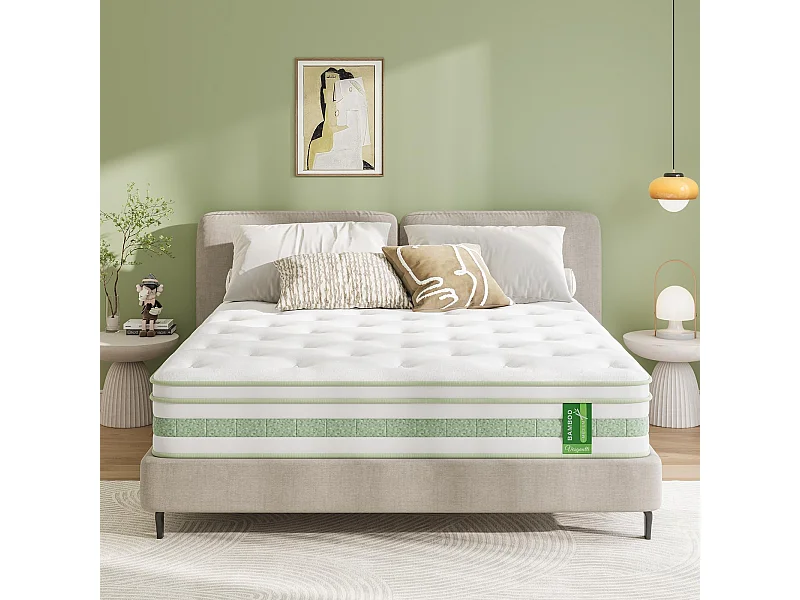 Matelas 90x200 cm hybride 25 cm gel memoire et ressorts ensaches 7 zones orthopedique isolation mouvements fermete moyenne