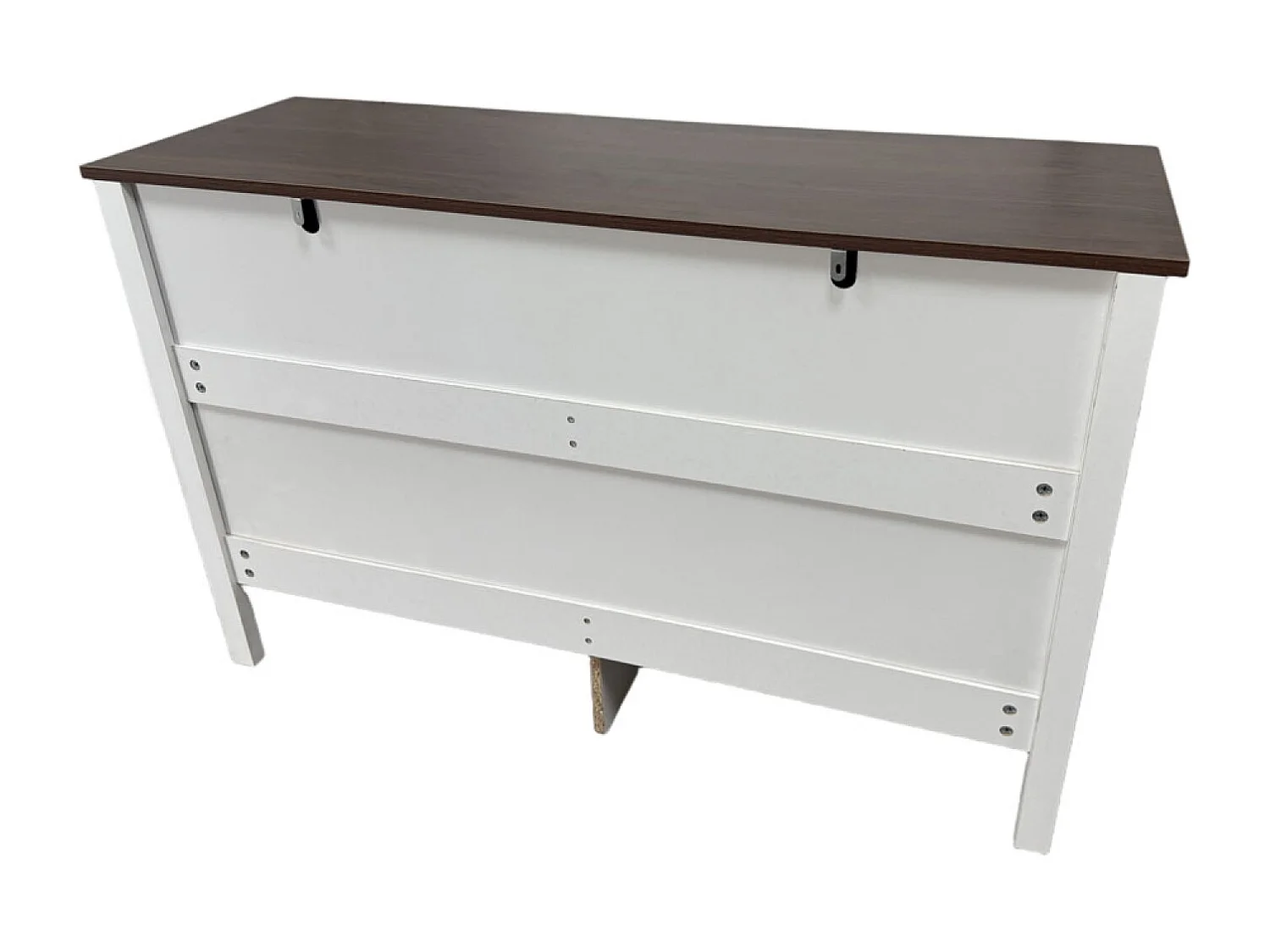 Commode 6 tiroirs blanc rainuré et bois 120cm BRIX