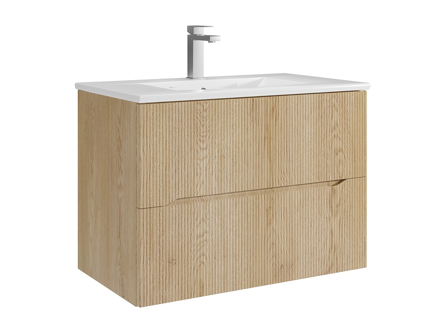 Hängender Bad-Unterschrank mit Einbauwaschbecken und Armatur – gerillt – He günstig online kaufen