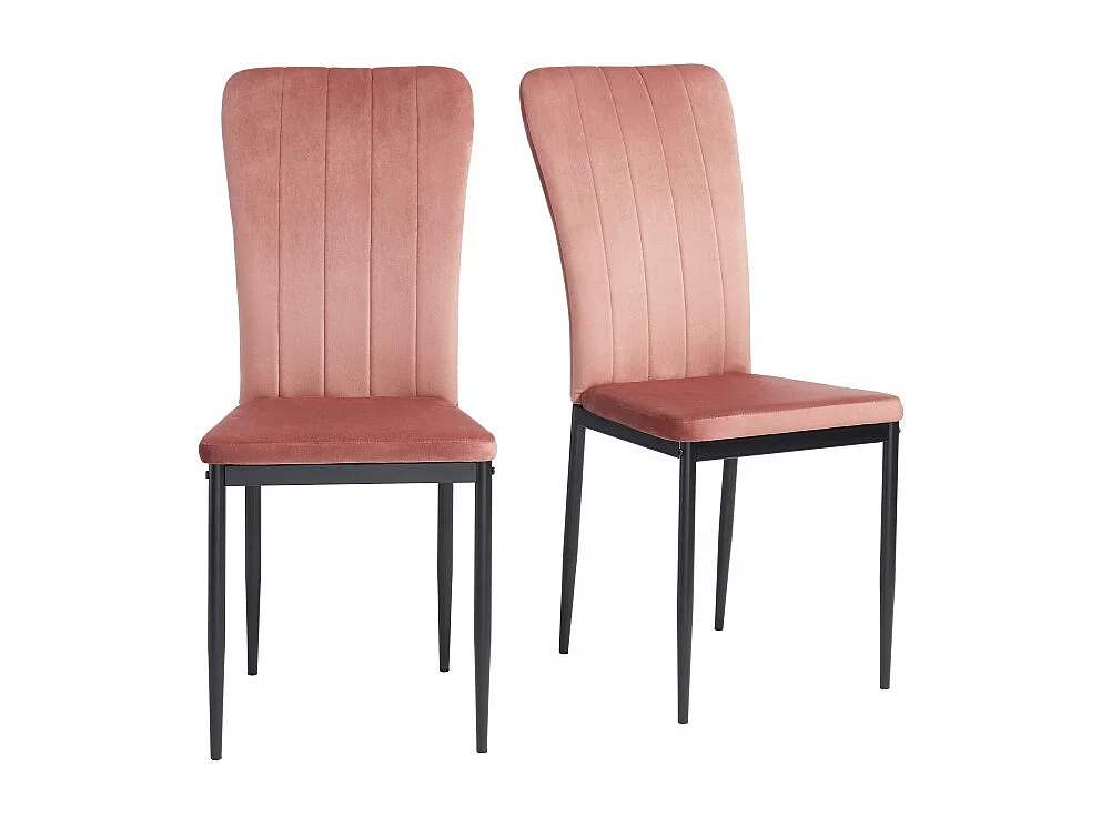 Lot de 4 chaises rembourrées POPPY - velours rose