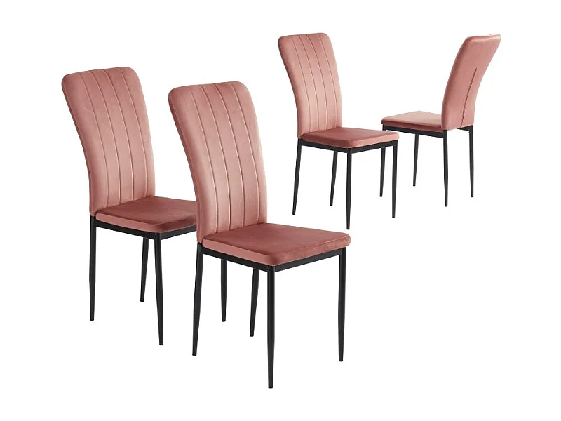 Lot de 4 chaises rembourrées POPPY - velours rose