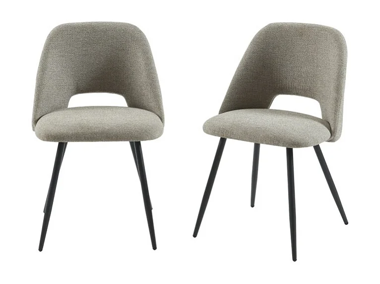 Lot de 2 chaises ELISABETH tissu gris pieds métal noir