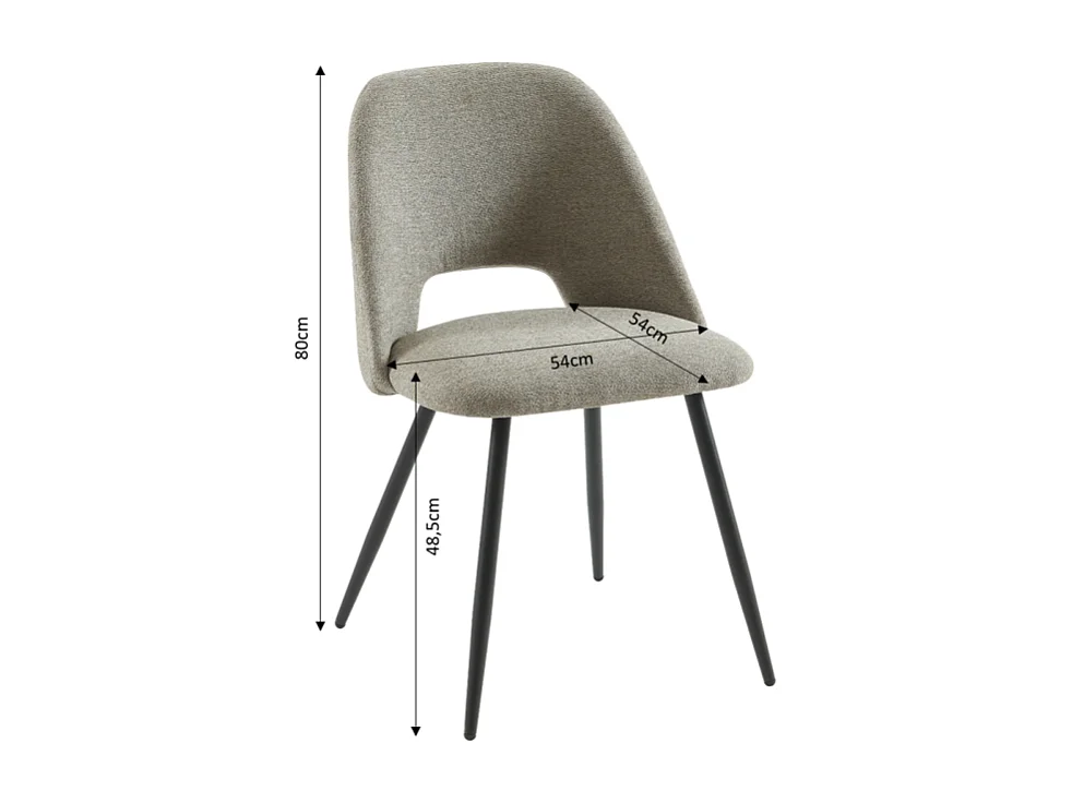 Lot de 2 chaises ELISABETH tissu gris pieds métal noir