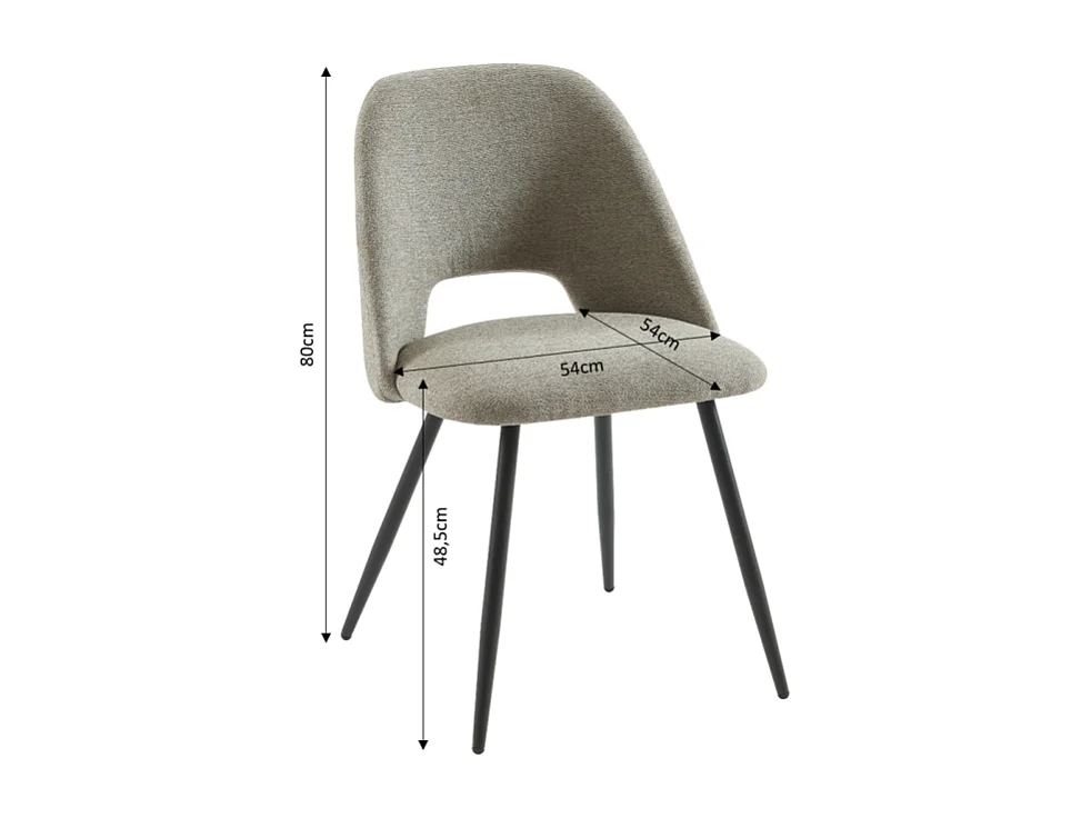 Lot de 2 chaises ELISABETH tissu gris pieds métal noir