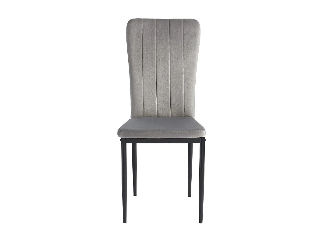 Lot de 2 chaises POPPY velours gris pieds métal noir