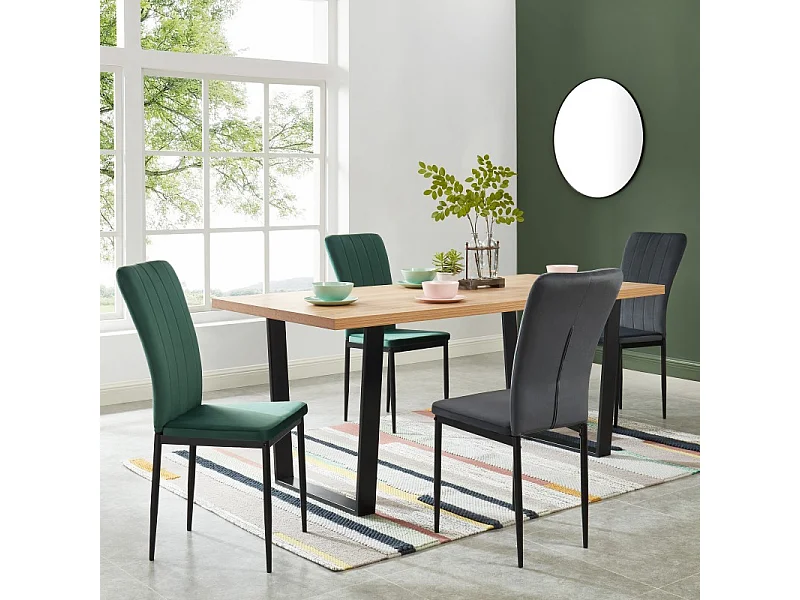 Lot de 2 chaises POPPY velours vert pieds métal noir