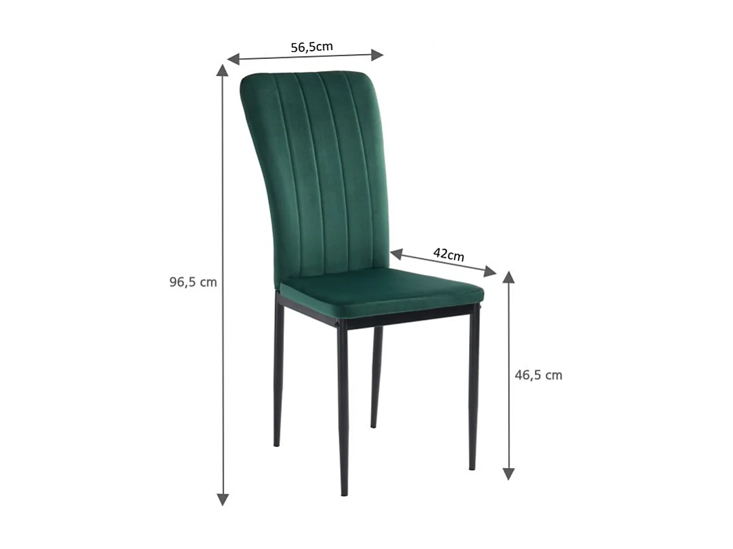 Lot de 2 chaises POPPY velours vert pieds métal noir
