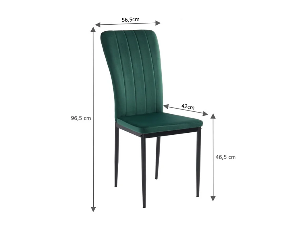 Lot de 2 chaises POPPY velours vert pieds métal noir