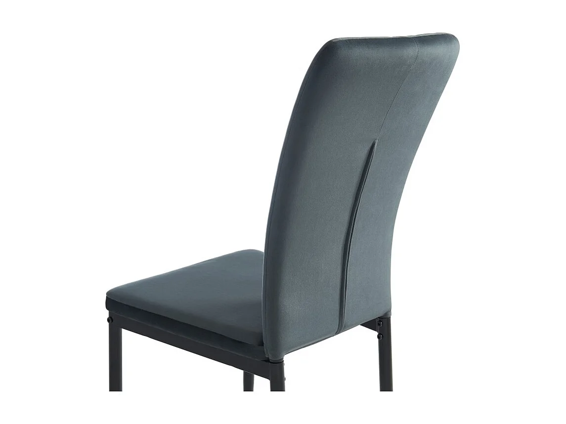 Lot de 4 chaises POPPY velours gris anthracite pieds métal noir