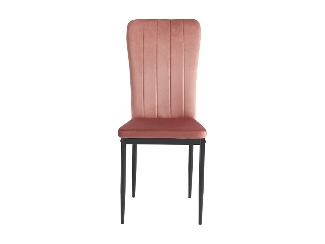 Lot de 2 chaises POPPY velours rose pieds métal noir