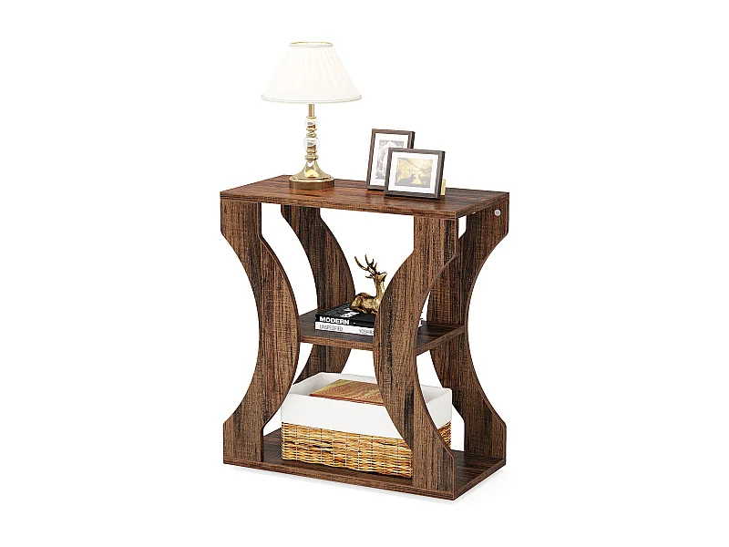 Mesa Lateral Rural, Mesa Lateral Estreita de 3 Andares com Prateleiras de Armazenamento, Industrial