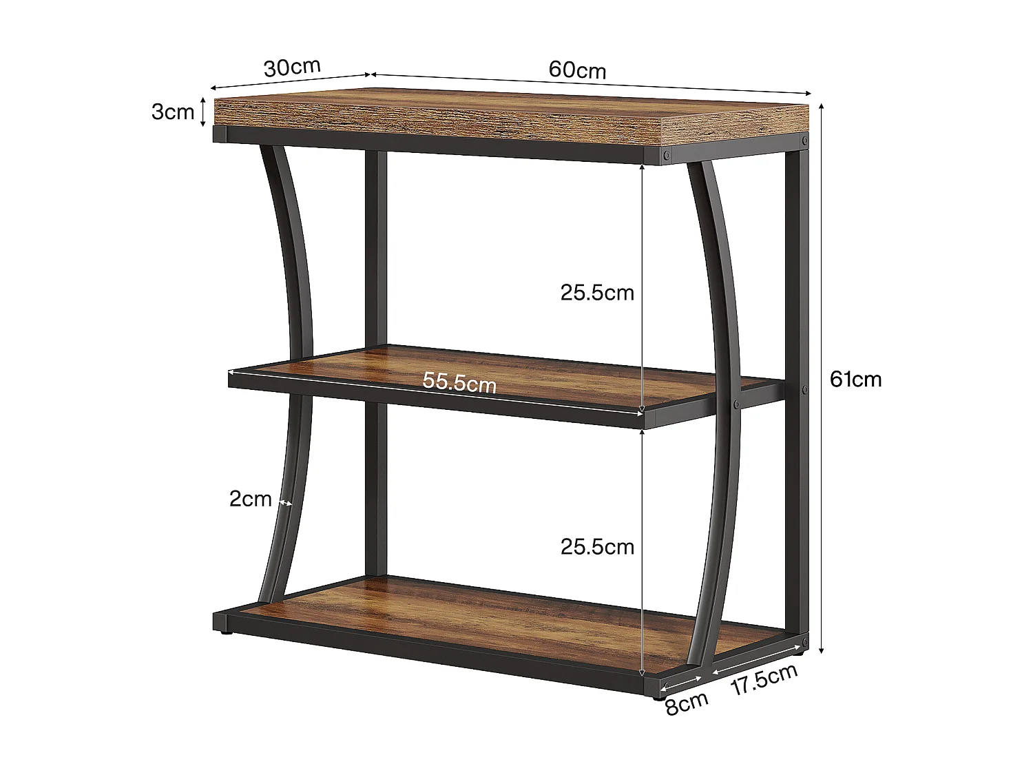 Mesa Lateral Pequena e Estreita, Mesa Decorativa de Metal no Estilo Rural para Sala de Estar, Quarto, Espaços Pequenos, Lado da Cama